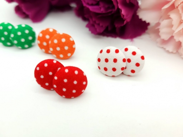 Stoff Knopf Ohrstecker Punkte